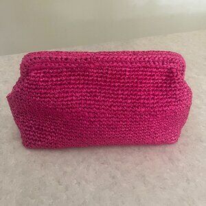 J. Crew Raffia Pink Straw Clutch Bag